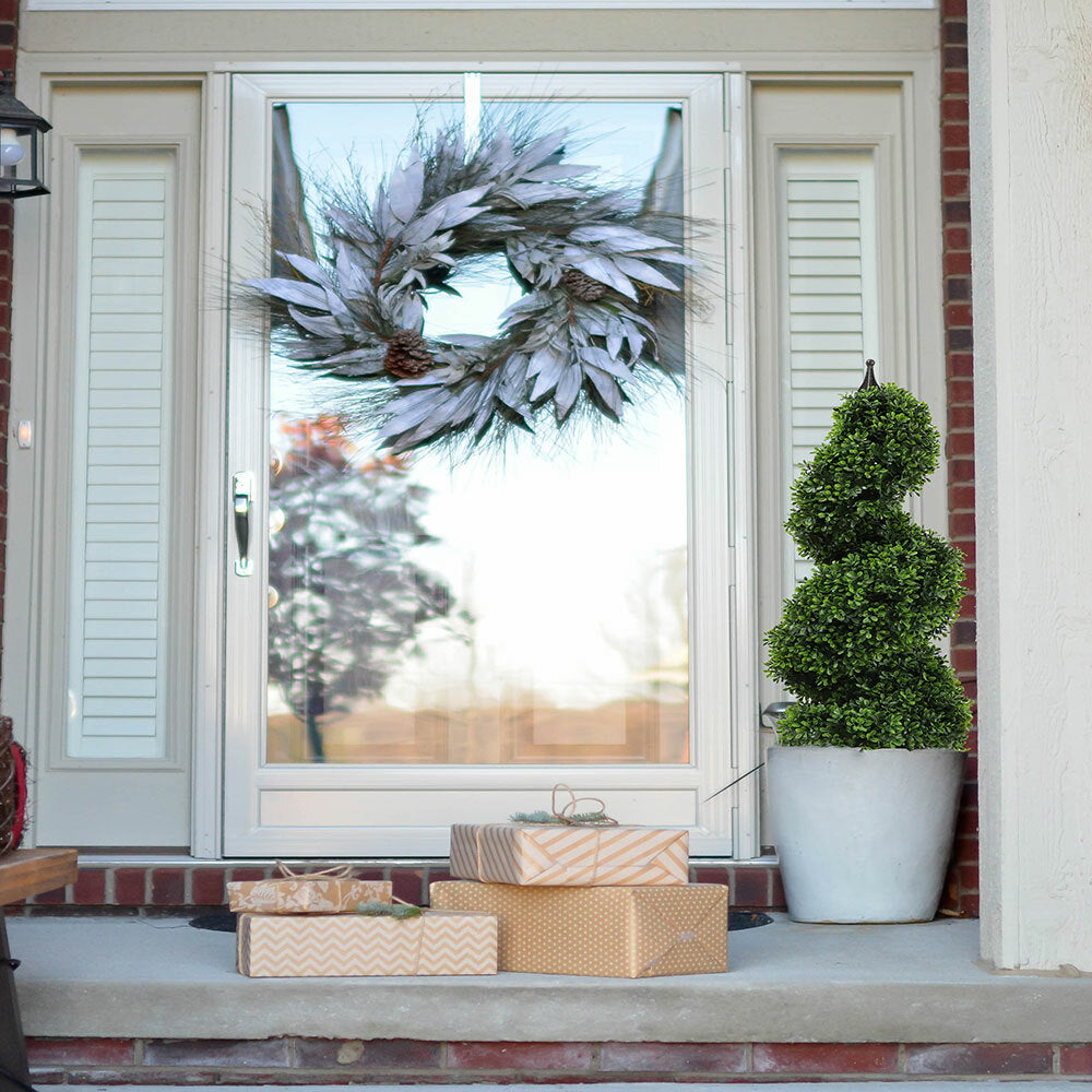43 Inch 2 Pack Artificial Spiral Plants Green Topiary Tree