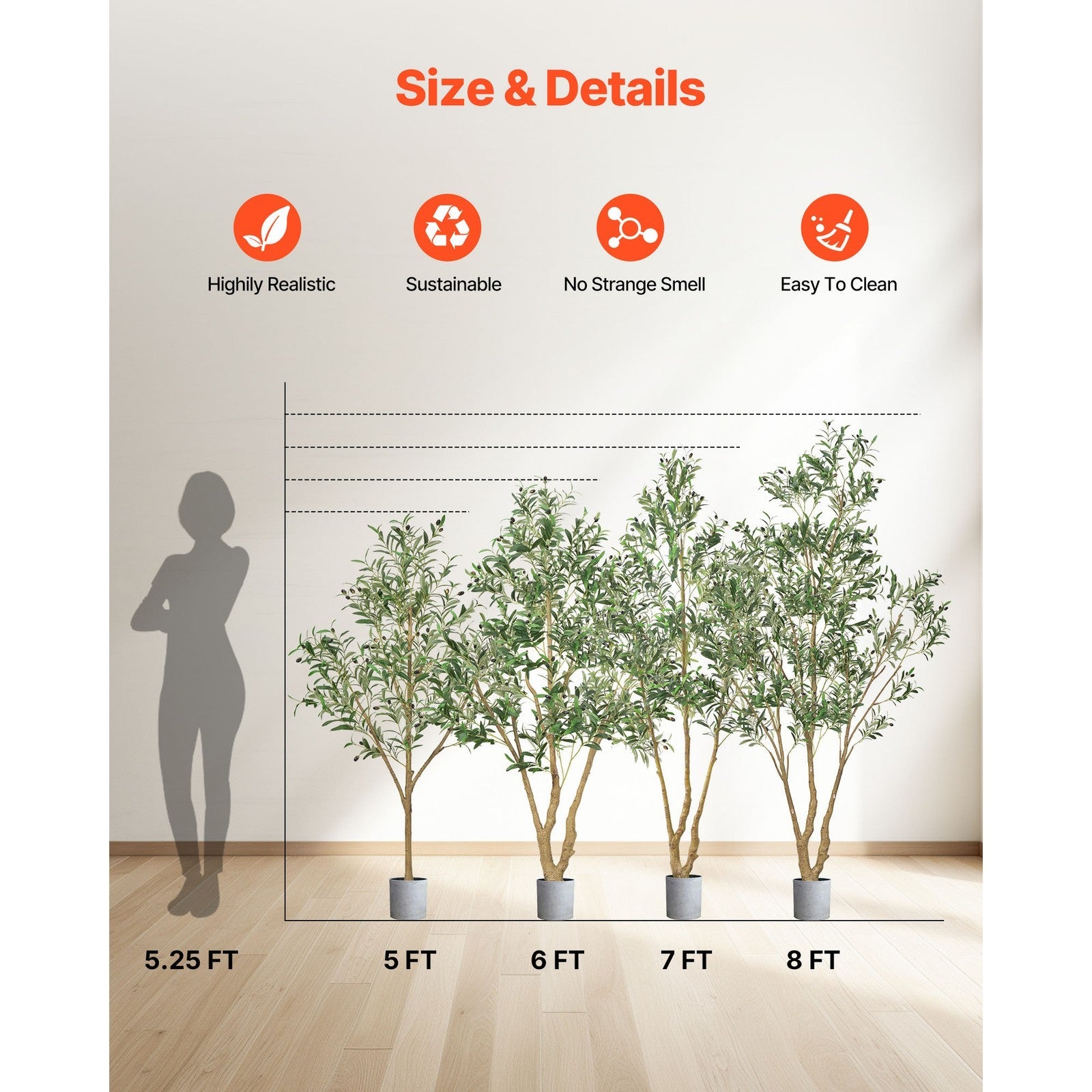 6FT Artificial Olive Tree Tall Fake Plant with Black Pot Home Office
